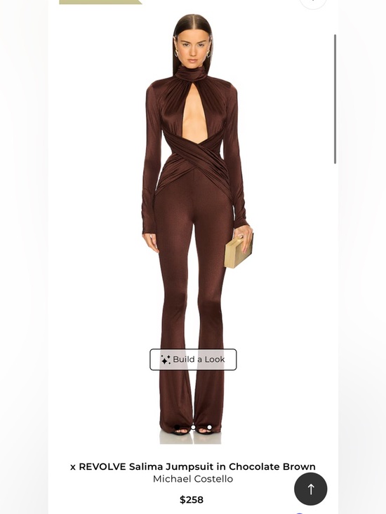 Michael Costello Pants - Michael Costello Chocolate Brown Plunge Cutout Wide-Leg Jumpsuit